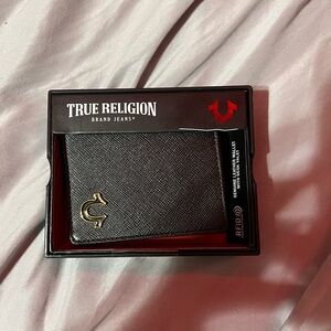 True Religion Black and Gold Card Holder